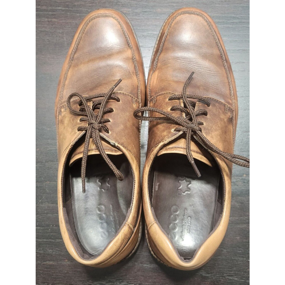 Ecco Holton Apron Shoe Men's US Size 11 Brown Distressed Leather